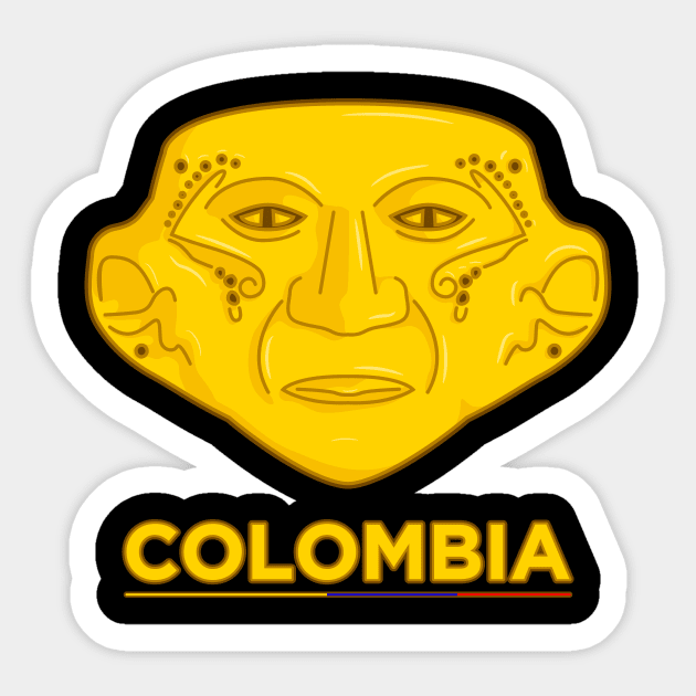 An ancient colombian indigenous representation of human face Sticker by Drumsartco